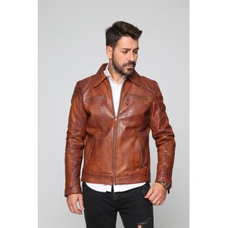 Biker jacket for men in matte brown leather