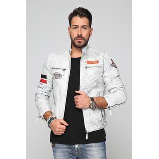 Vintage Biker-Jacket with classic stitchings and patches - White